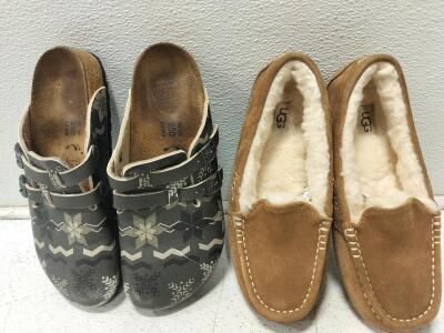UGG Ansley Slippers (Women's 7), Birkenstock Boston Clogs (w 8, m 6)