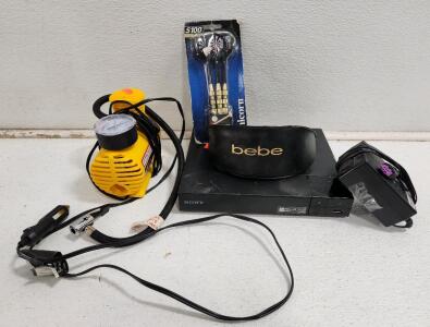 (1) Sony Blue Ray DVD Player (1) Portable Air Pump W/ Car Plug-in And More