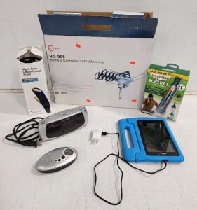 (1) Remote Controlled HDTV Antenna (1) Night Time Carpal Tunnel Brace (1) Hempvana Rocket Therapy And More