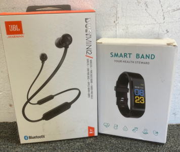 (1) JBL Duet Mini 2 Wireless Headphones, (1) Smart Band