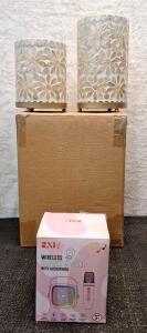 (1) 2-Piece Battery Operated LED Lights & (1) Karaoke Machine