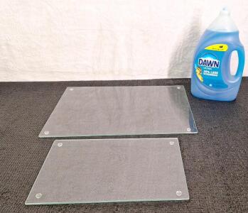 (1) 2-Piece Tempered Glass Cutting Board Set, (1) 56-Oz Bottle Of Dawn Ultra & (1) Box Of Assorted Amazon Overstock