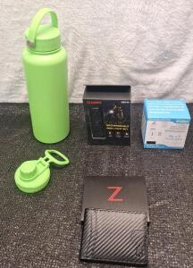 (1) Oldber Rechargeable Bicycle Light Set, (1) 11-Piece CO2 Tire Inflator Kit, (1) 40-Oz Stainless Steel Insulated Mug & (1) Men's Wallet