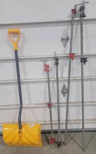 (4) Pipe Clamps (1) True Temper Snow Shovel