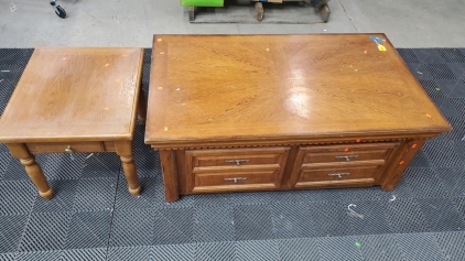 Coffee Table With Four Storage Drawers And End Table