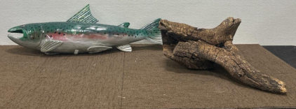 (1) 37.5&rdquo;X 14&rdquo; Rainbow Trout Wall Art (1) Drift Wood