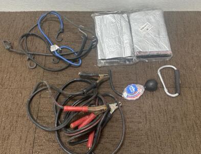 (2) Bag of 10&rdquo;X 7&rdquo; Car sound deadening and heat insulation mats. (2) Bungee cords (1) Jumper Cables and more