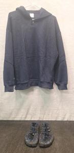 (1) Knitted Hoodie, Navy Blue, M & (1) Pair Of Water Shoes, Size 11-US/44-EU