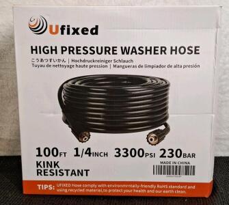 (1) 100-Foot Pressure Washer Hose, 1/4", 3300-Psi
