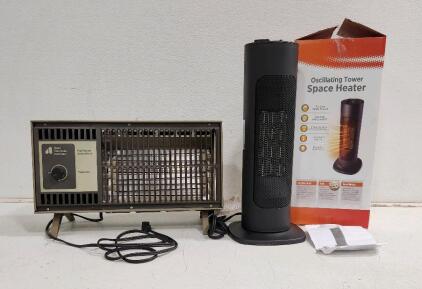 (1) Oscillating Tower Space Heater (1) Vintage Arvin Automatic Space Heater