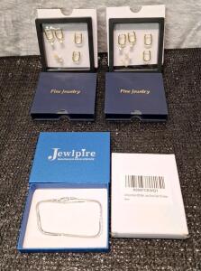 (2) 6-Piece Foux Pearl Earring Sets & (1) 16" Silver Chain