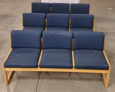 (3) Matching 63&frac12;"x 22&frac12;"x 29&frac12;" Waiting Room Padded Bench w/ Padded Backrests