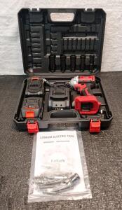 (1) Osinhe 21V Cordless Impact Drill Set W/ Case, Charger, 2-Batteries & Assorted Bits & Sockets