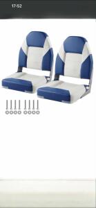 (2) White and Blue Boat Seats