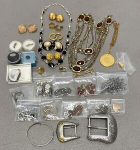 One Silver Bracelet And Mixed Jewelry Assortment, Various Gemstones & Metals, Vintage Style Pieces