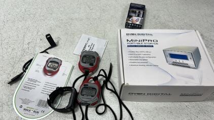 Mini Pro Dual Drive Portable Storage ,(2) Timer Stopwatch, Cord Headphones .Garmin Sport Watch