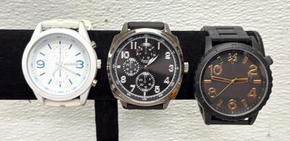 Set of 3 Analog Wristwatches, Includes Unlisted Chronograph