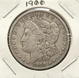 1900 Morgan Silver Dollar, No Mint Mark, 90% Silver, George T. Morgan Design