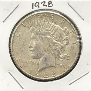 1923 U.S. Mint Peace Dollar Coin, Philadelphia Mint, 90% Silver