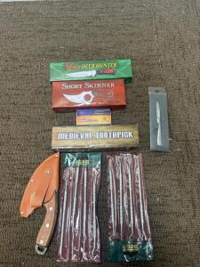 (1) Wild Deer Hunter knife (1) Short Skinner Knife and more