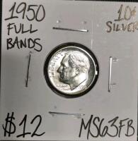 1950 MS63FB Full Bands Silver Roosevelt Dime