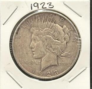 1923 Peace Dollar Coin, United States, 90% Silver, Philadelphia Mint