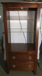 35"x 23"x 73&frac12;" 2-Drawer Cherry Wood w/ Glass Shelves Bookshelf