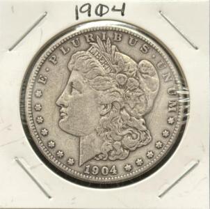 1904 Morgan Silver Dollar, San Francisco Mint, 90% Silver, 1.5" Diameter