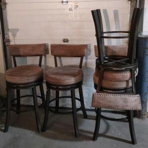 (4) Matching Chase Dark Champagne Iron Bar Stools (Light Brown)