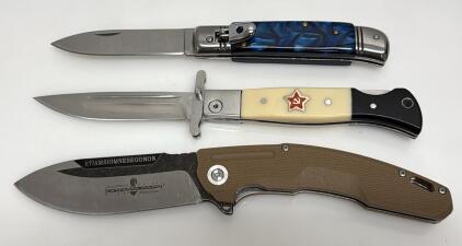 Extrema Ratio Folding Knife, Blue Swirl, Cream & Black Handles, 3.5" Blade