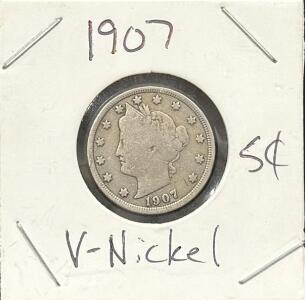 1907 Liberty Head V Nickel, United States Coin, Copper-Nickel Composition