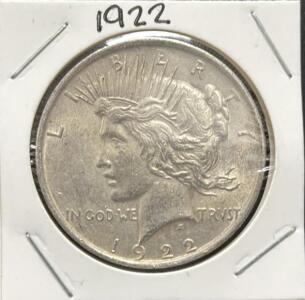 1922 Peace Dollar Coin, 90% Silver, No Mint Mark