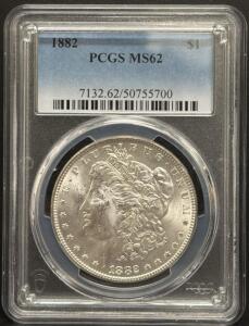 1882 Morgan Dollar $1 Coin, MS62, PCGS Certified