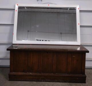(1) 1970's Lane Cedar Wood Chest & (1) Wooden Framed Mirror