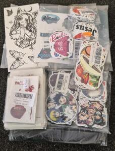 Sticker Bundle! Temporary Tattoos, Stickers, (2) Tapestry/Banners