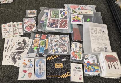 Sticker Bundle! Temporary Tattoos, Stickers, (3) Tapestry/Banners, Car Decal Stickers