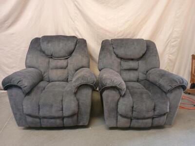 (2) Ashley Furniture Manual Rocker Recliner (Charcoal Color) 40" X 40" X 40"