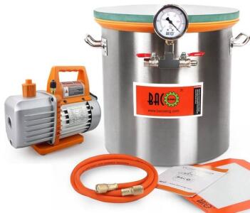 5 Gallon 4.5 CFM Tempered Glass Lid Vacuum Chamber with Pump, Degassing Chamber Kit for Stabilizing Wood, Degassing Silicones and Epoxies