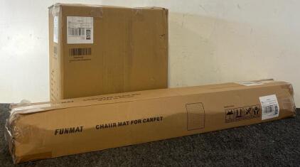 Cushioned Rolling Stool & 46&rdquo;x60&rdquo; Chair Mat