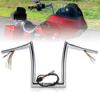 Tigersgate Pre-wired 12" Rise Road Glide Handlebars 1.5 Inch Meathook Ape Hangers for 2008-2013 Harley Road<br/>Glide (Chrome)