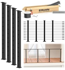 15-20FT Modular Black Cable Railing Kit