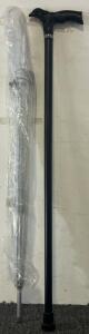 38&rdquo; Wooden Walking Stick & Clear Umbrella