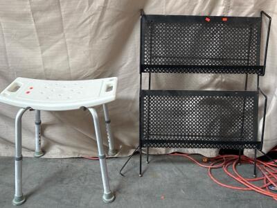 Black Metal Rack H 2&rsquo; 10&rdquo; W 2&rsquo; L 5&rdquo; And Shower Seat