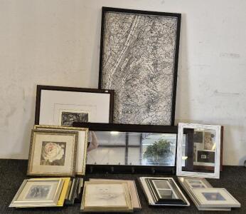 Brooklyn Wall Decor Map, Mirror Wall Hanger, (18) Picture Frames
