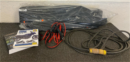 New Car Storage Bag, Jumper Cables, Extension Cords, And (2) BMW Repair Books