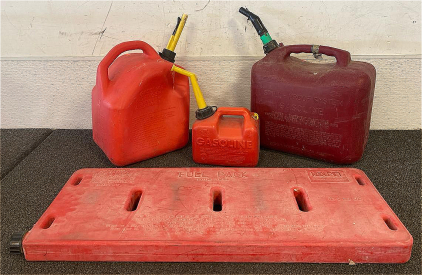 (1) 6 Gallon Spill Proof Has Gas, (1) 5 Gallon Gas Can, (1) 1 Gallon Gas Can, (1) 3.2 Gallon Fuel Pack