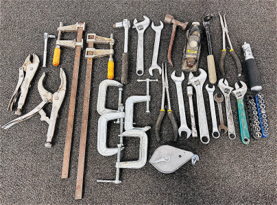 Variety Of Tools Including: Wrenches, Clamps, Wood Planer, Sockets and More