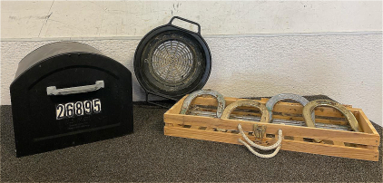 (15&rdquo;x 12&rdquo;) Mailbox, (4) Forged Steel Horseshoes, Lyman Super Sifter And More