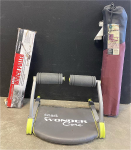 Ozark Trail Folding Chair, 8000 lb Capacity Cable Winch Puller, And Wonder Core Smart Abdominal Exercise Machine