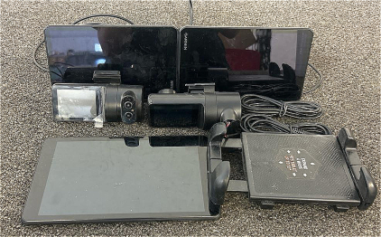 (2) Garmin Truck GPS Navigators, (2) Dash Cameras, (1) TCL Tablet